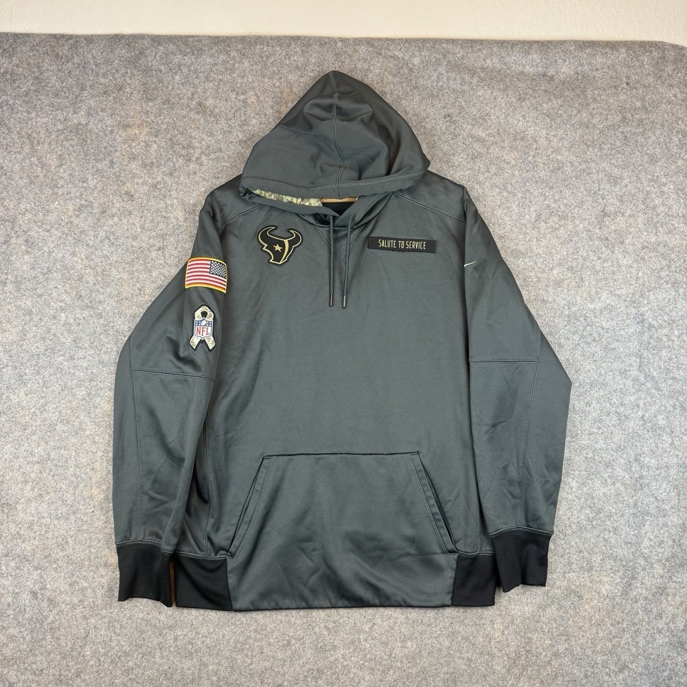 Houston Texans Nike Hoodie Mens Large Gray Football Salute To Service On Field